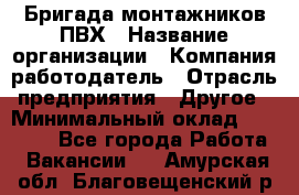 Бригада монтажников ПВХ › Название организации ­ Компания-работодатель › Отрасль предприятия ­ Другое › Минимальный оклад ­ 90 000 - Все города Работа » Вакансии   . Амурская обл.,Благовещенский р-н